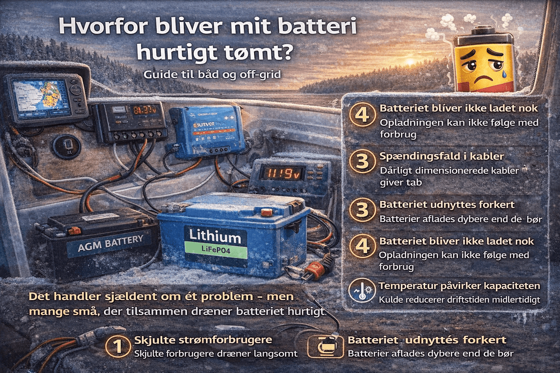 Hvorfor bliver mit batteri hurtigt tømt? (Guide til båd og off-grid) - SejlStrøm