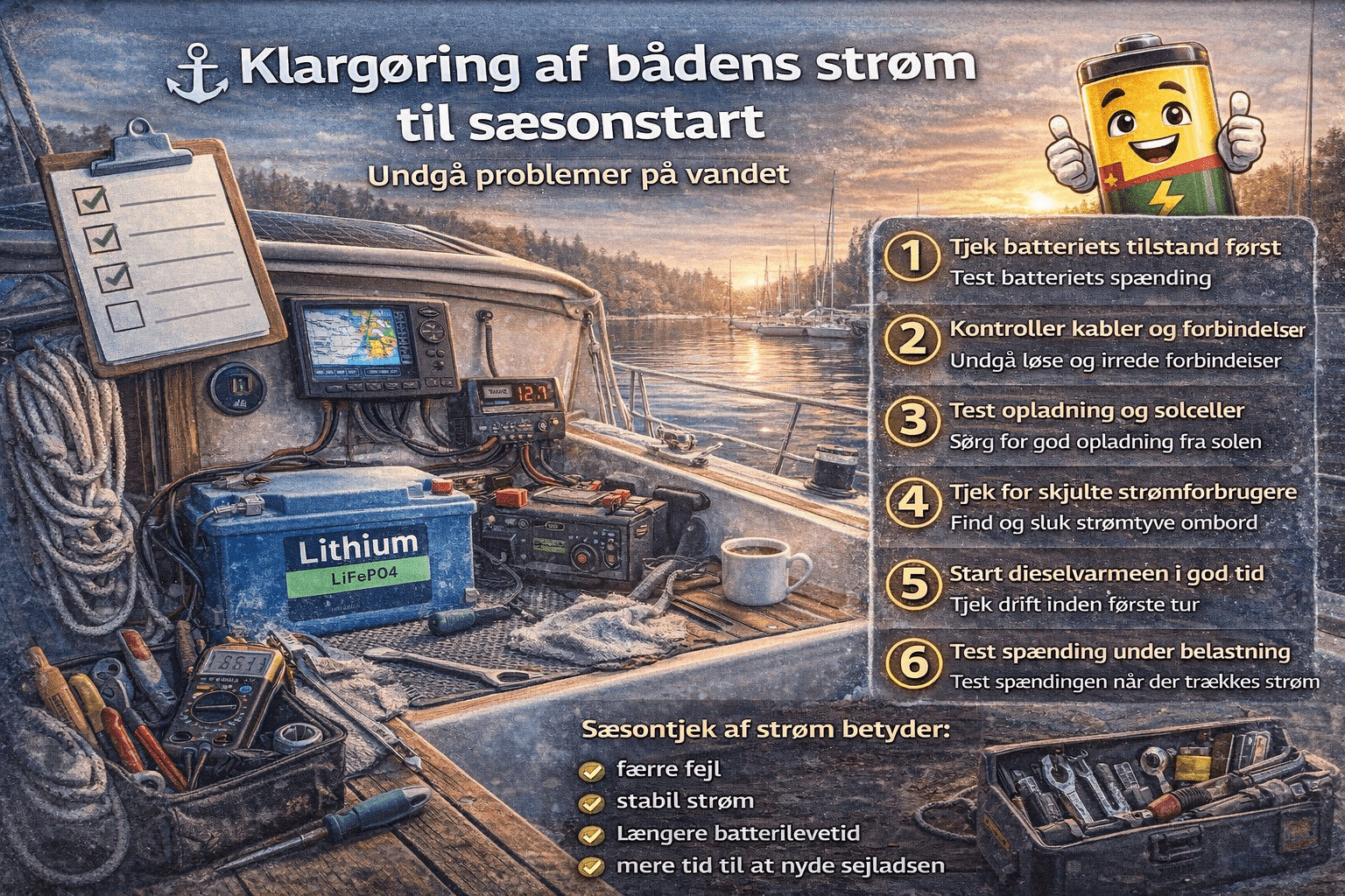 Klargøring af bådens strøm til sæsonstart – undgå problemer på vandet - SejlStrøm