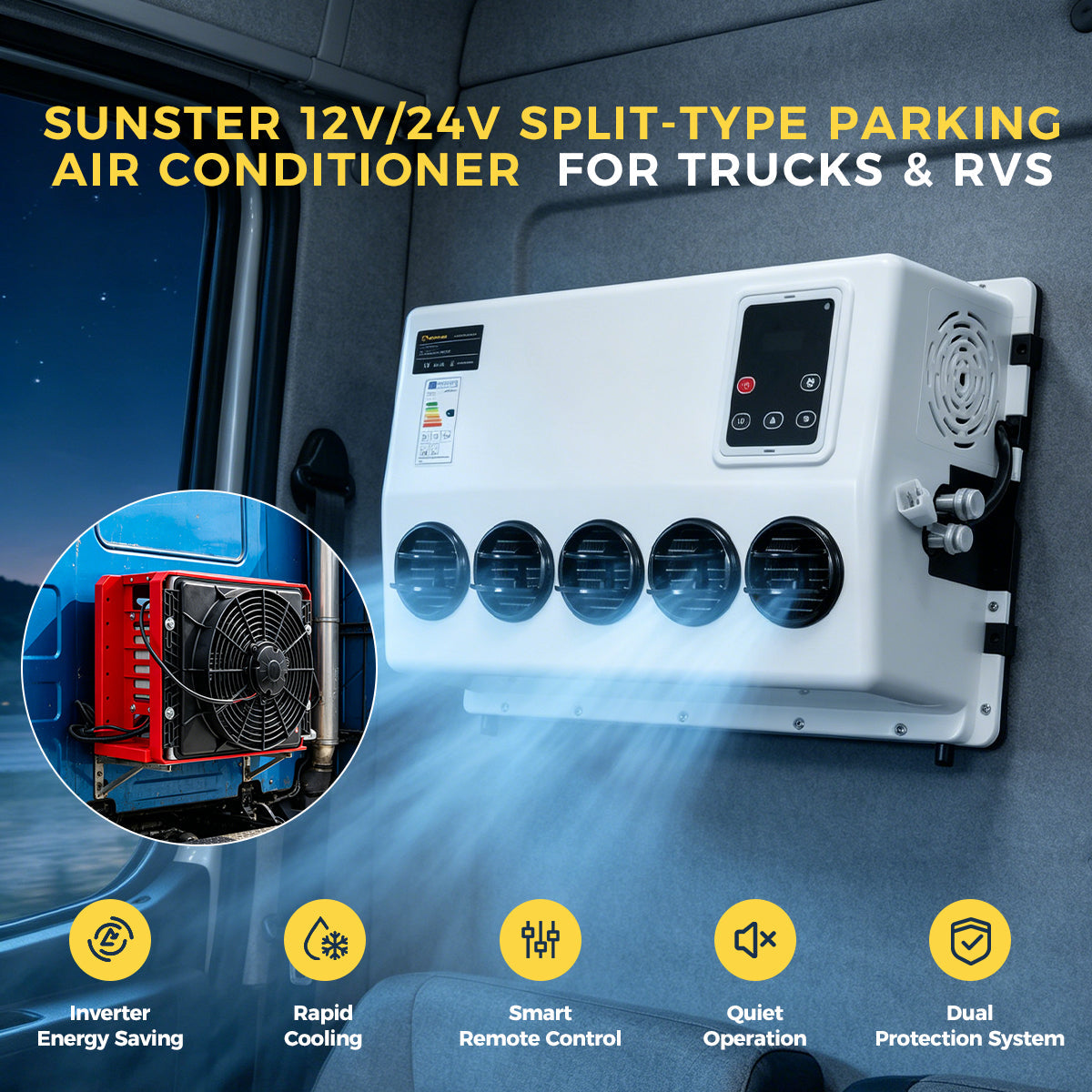 Sunster S-AC1 DC-klimaanlæg – 12/24 V