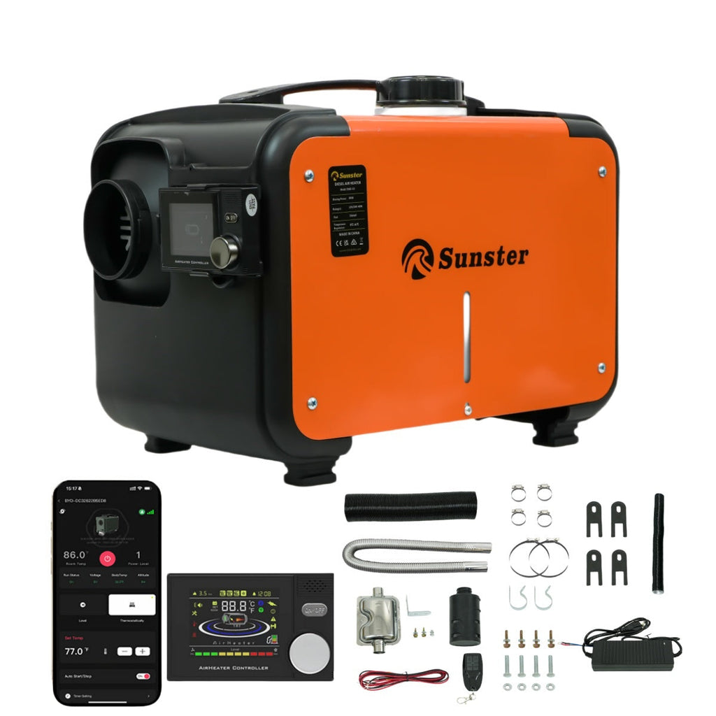 Sunster A2302BP 8 kW dieselfyr – alt-i-ét med Bluetooth