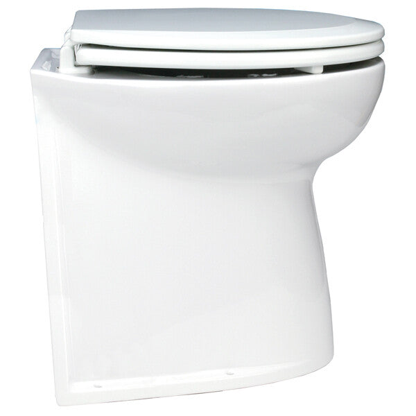 Jabsco toilet "Deluxe" m/soft close med lige kant – deluxe 14" lige bagkant 12V saltvand