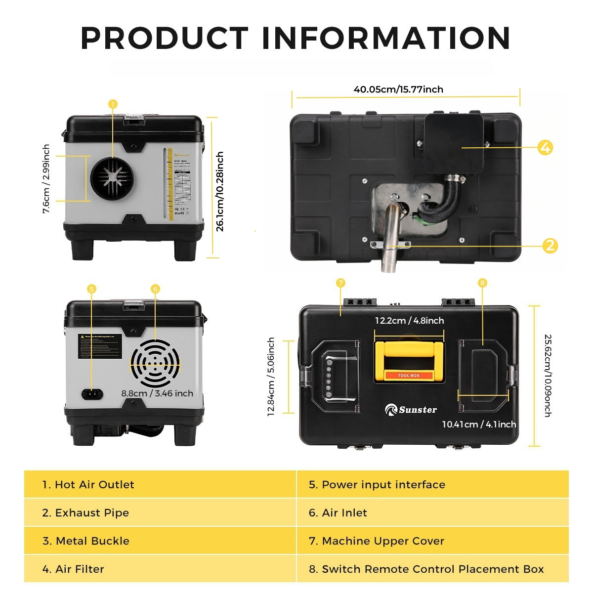 Sunster TB10 8 kW dieselfyr – Toolbox med Bluetooth