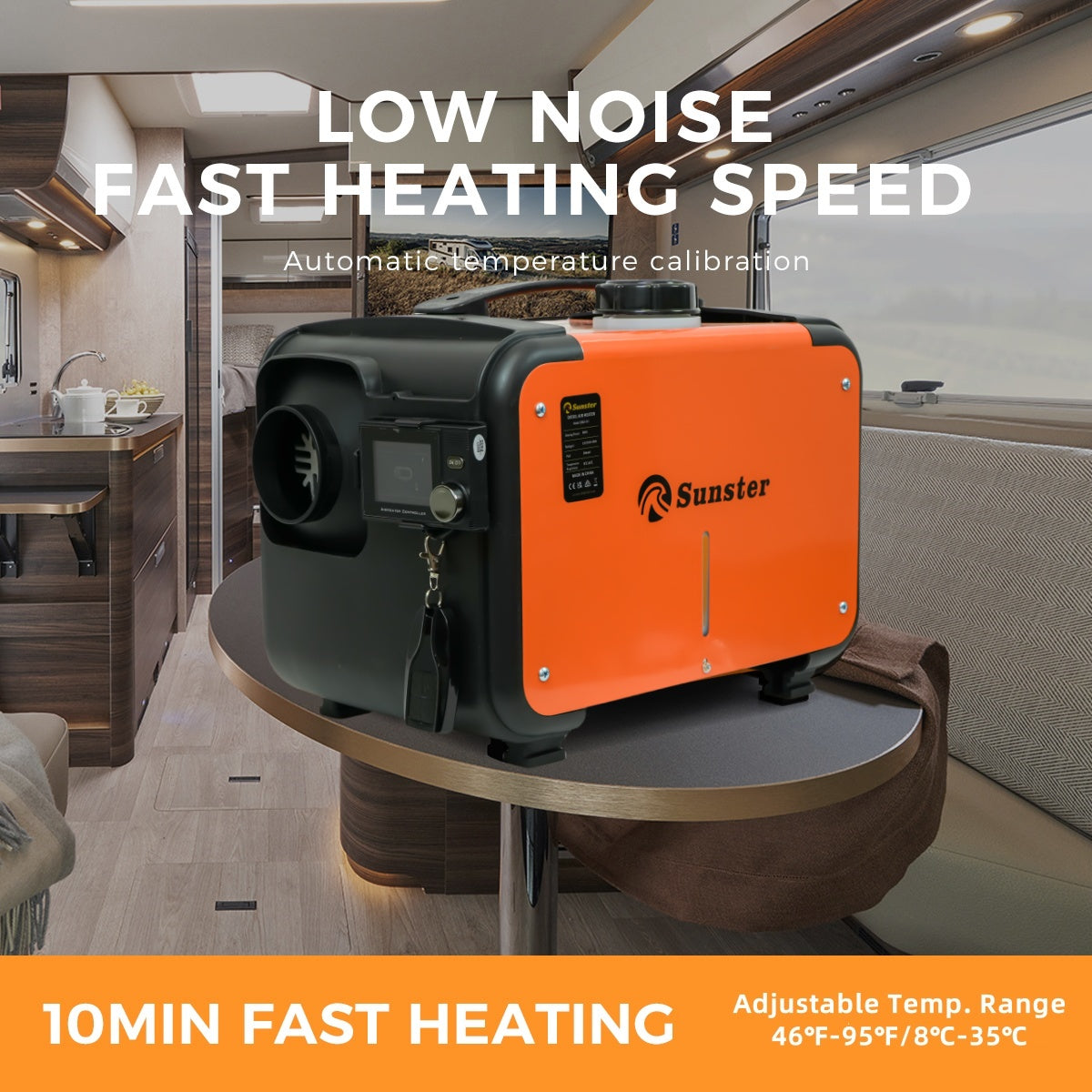 Sunster A2302BP 8 kW dieselfyr – alt-i-ét med Bluetooth