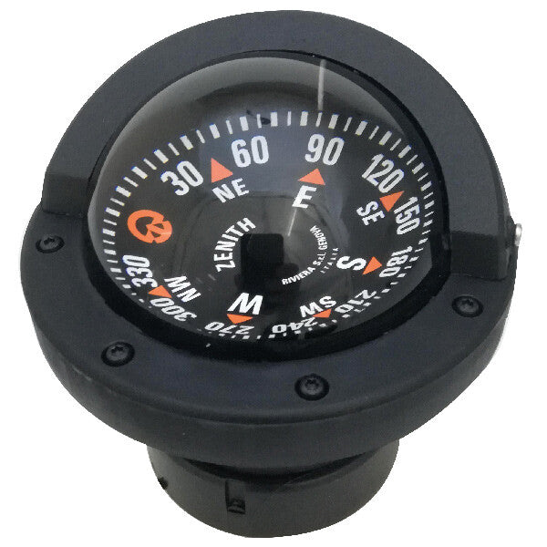 Riviera Zenith 3" flush mount compass, black