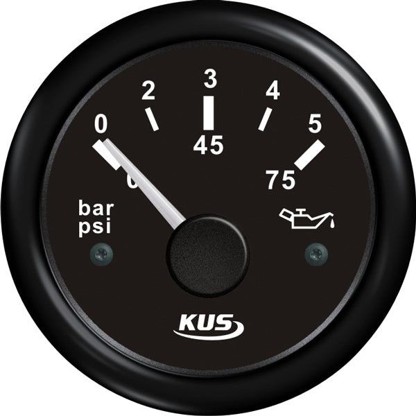 Kus olietryk sort 0-5bar, 10-184 & 240-33ohm, 12/24V