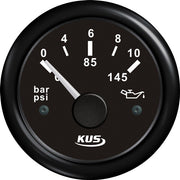 Kus oil pressure gauge black 0-10bar, 10-184 & 240-33ohm, 12/24V