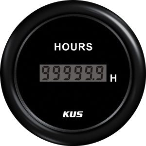 Kus digital timetæller, sort, 12/24V