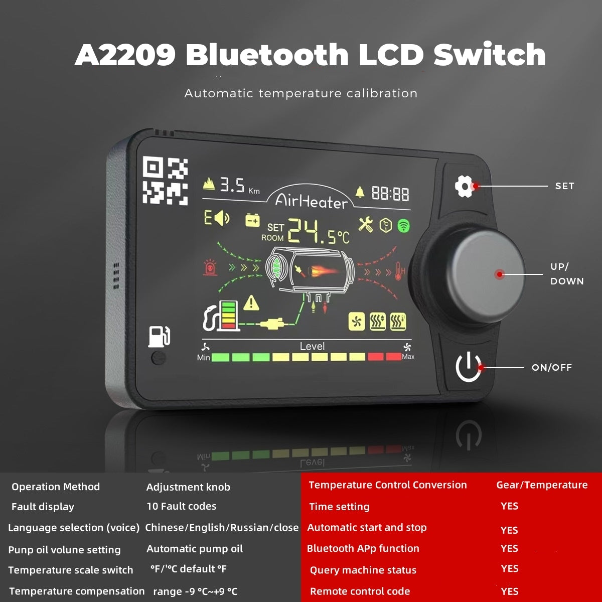 Sunster A2209V 8 kW dieselfyr – alt-i-ét med Bluetooth