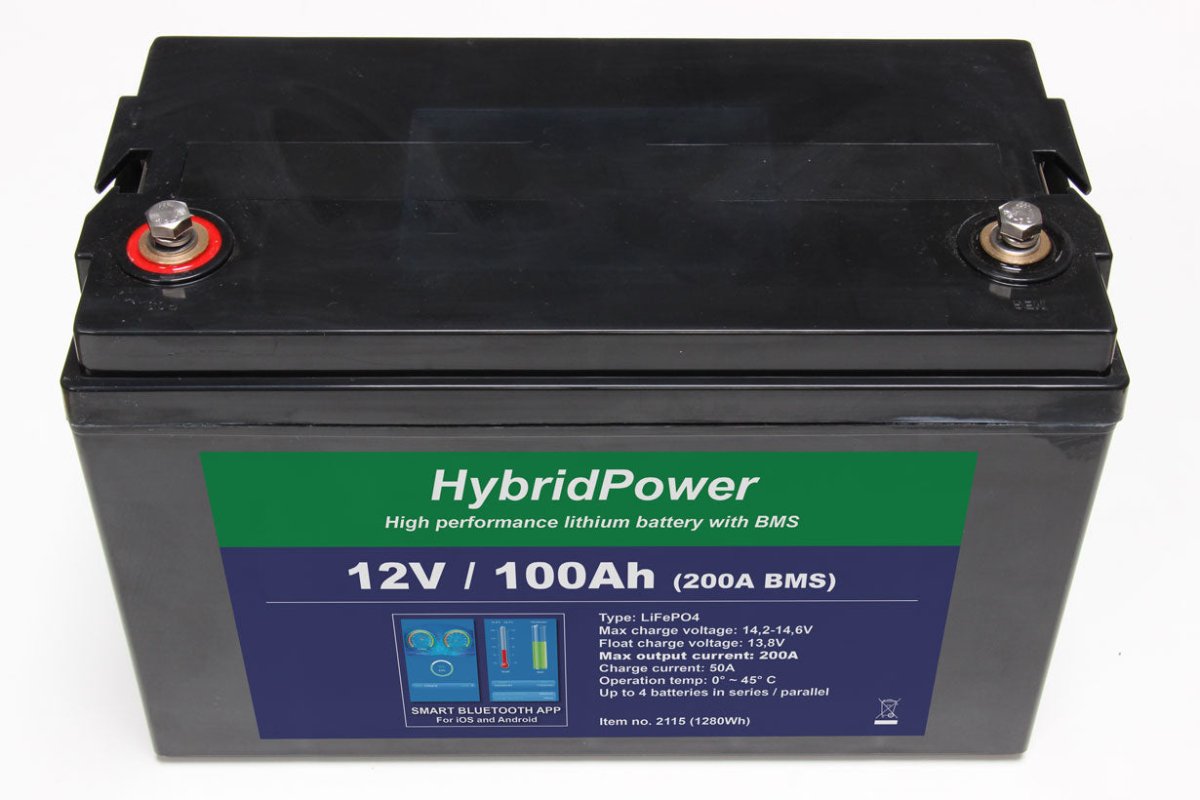 12 V 100 Ah LiFePO₄ batteri med Bluetooth - SejlStrøm