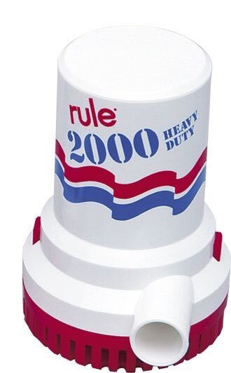 Rule Lænsepumpe 2000 GPH – 7571 L/t, fås i 12V og 24V