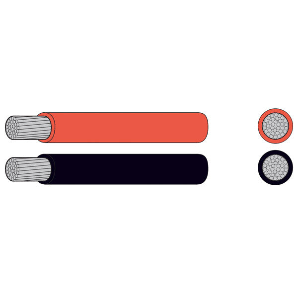 1852 Fortinnet kobberkabel – professional marinekabel sort 6.0mm2 30m