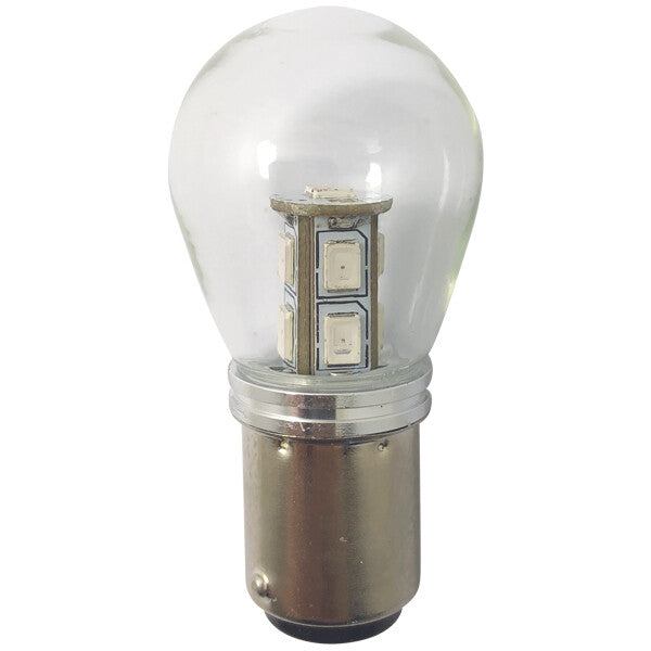 1852 LED lantern pære BAY15D Ø25x48mm 10-36Vdc rød, 2 stk