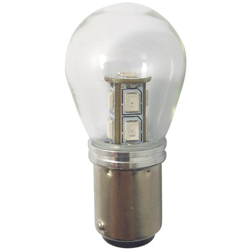 1852 LED lantern pære BAY15D Ø25x48mm 10-36Vdc rød, 2 stk