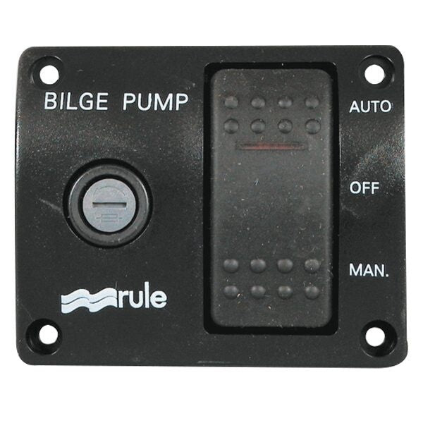 Rule pumpepanel med 3-vejs kontakt og sikringsholder – 12V