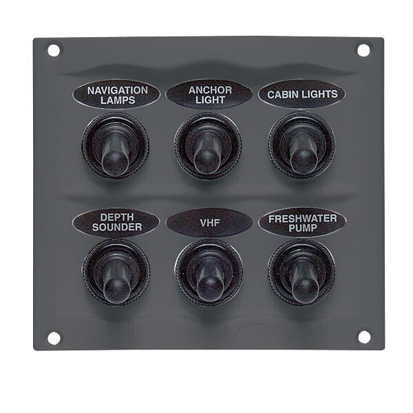BEP Splashproof electrical panel with 6 switches, 12V