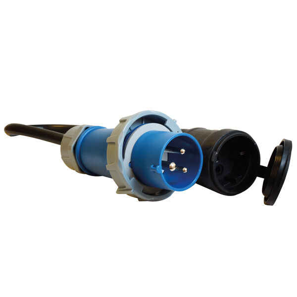 1852 CEE 220V han IP67 til Schuko hun - 2,5mm2 kabel 0,5 meter