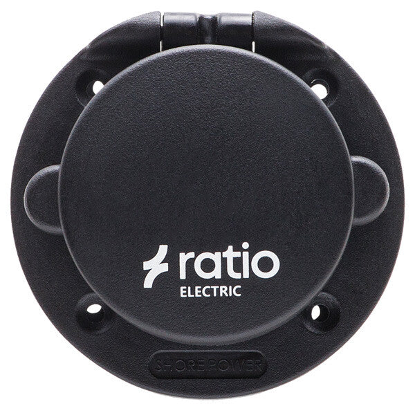 Ratio Landstrømstik med sort låg i glasfiber/nylon