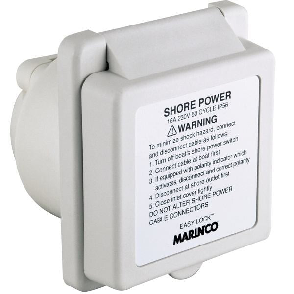 Marinco landstrømsindtag firkantet, 16 Amp