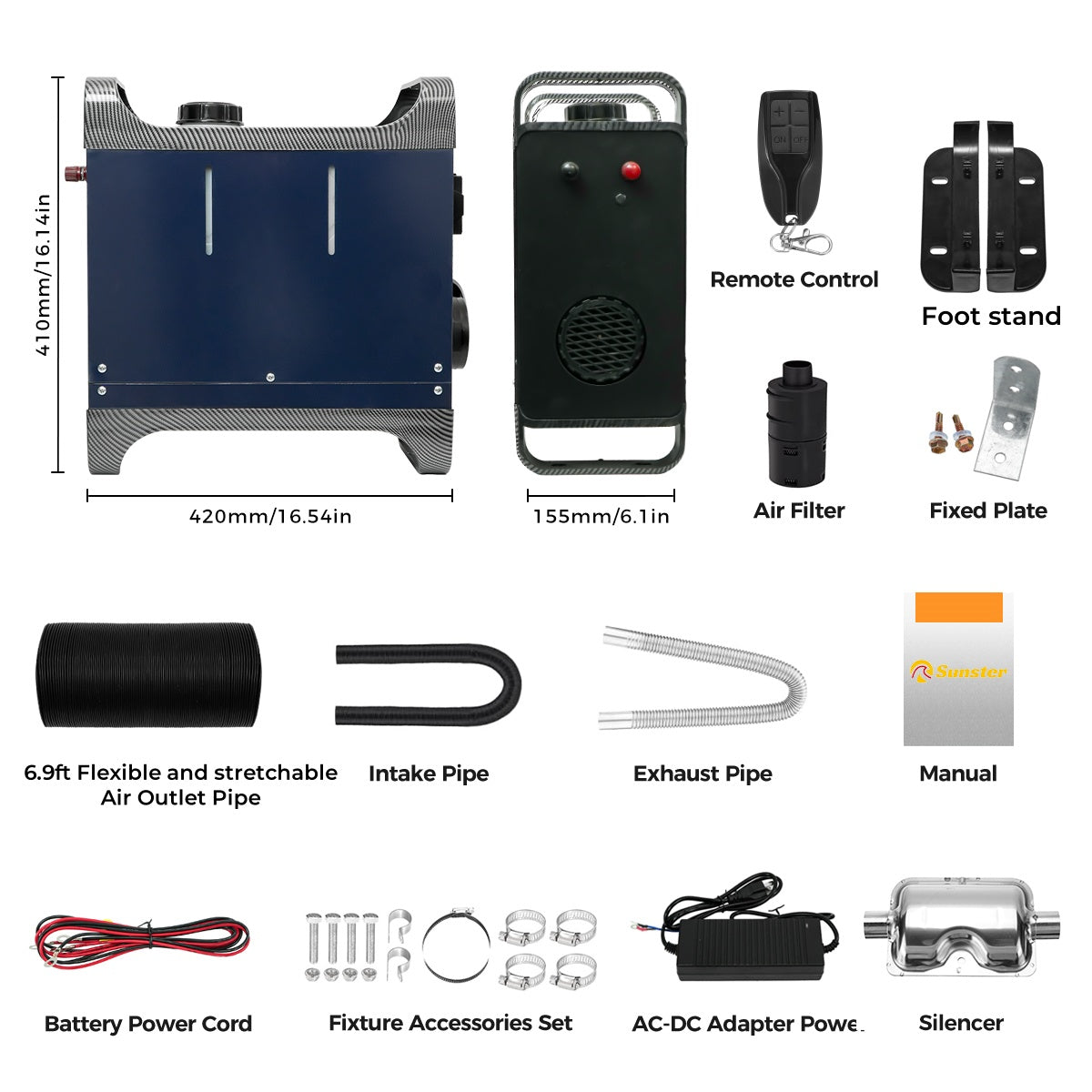 Sunster A2302BH 8 kW dieselfyr – alt-i-ét med Bluetooth