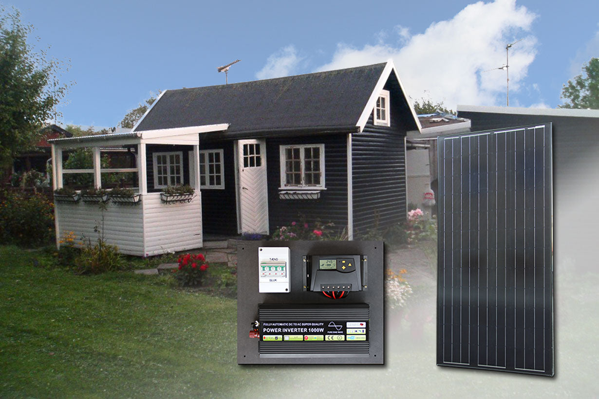Billigt solcelleanlæg til fritidshus / kolonihavehus – 500–650 Wh daglig produktion (off‑grid)