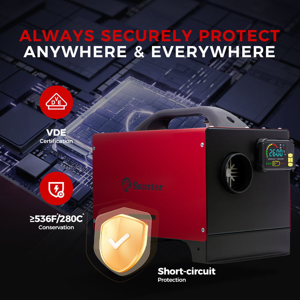 Sunster A2200BS 8 kW dieselfyr – alt-i-ét med Bluetooth
