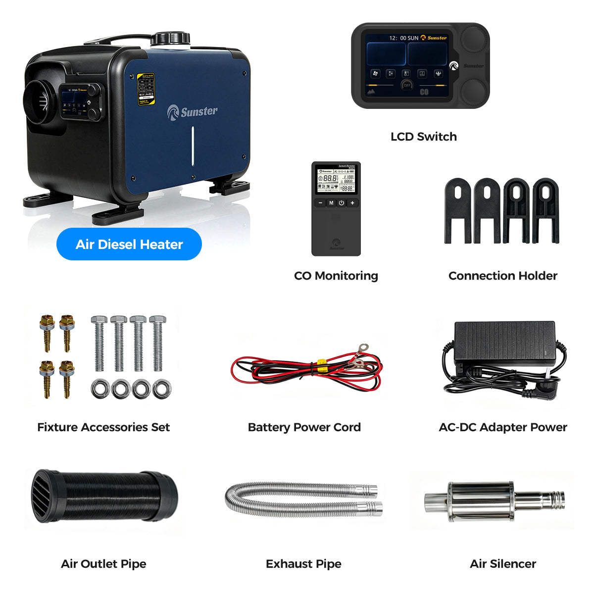 Sunster TP B2 8 kW dieselfyr – alt-i-ét med WiFi og Bluetooth