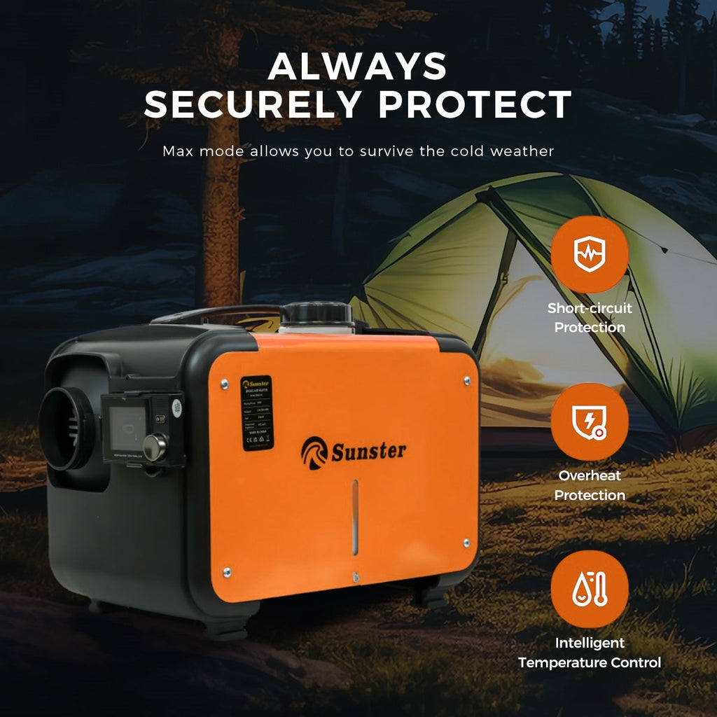 Sunster A2302BP 8 kW dieselfyr – alt-i-ét med Bluetooth