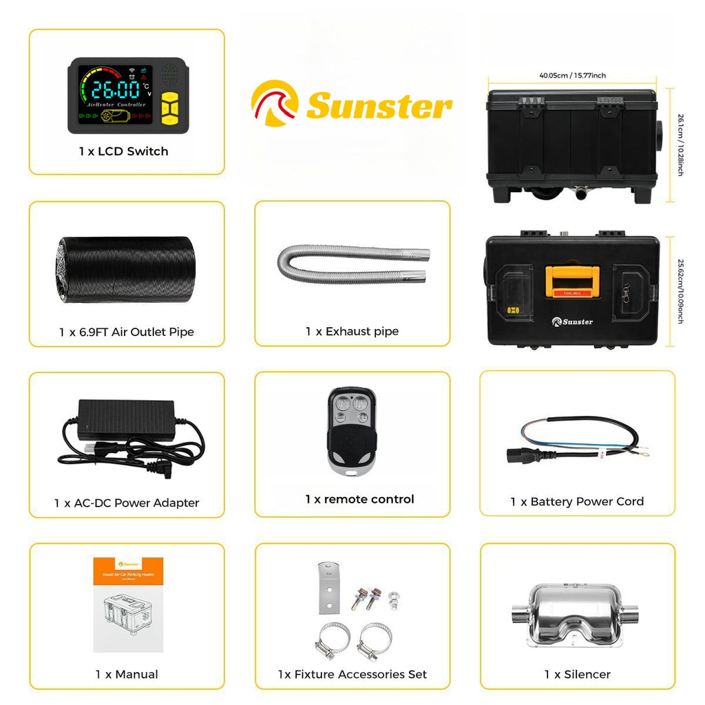 Sunster TB10 8 kW dieselfyr – Toolbox med Bluetooth