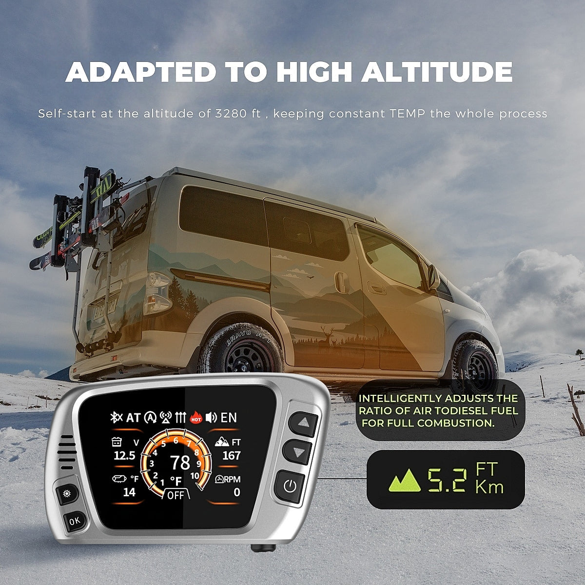 Sunster HTB1 8 kW dieselfyr – Toolbox med Bluetooth