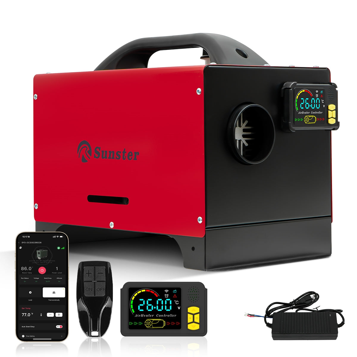 Sunster A2200BS 8 kW dieselfyr – alt-i-ét med Bluetooth
