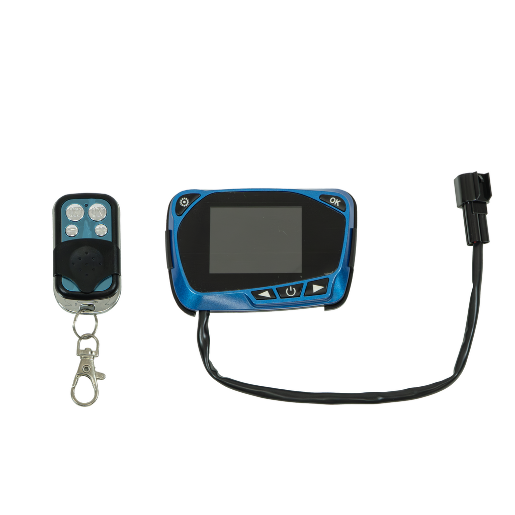 Sunster S-A2018 blåt LCD-betjeningspanel med fjernbetjening 12/24 V