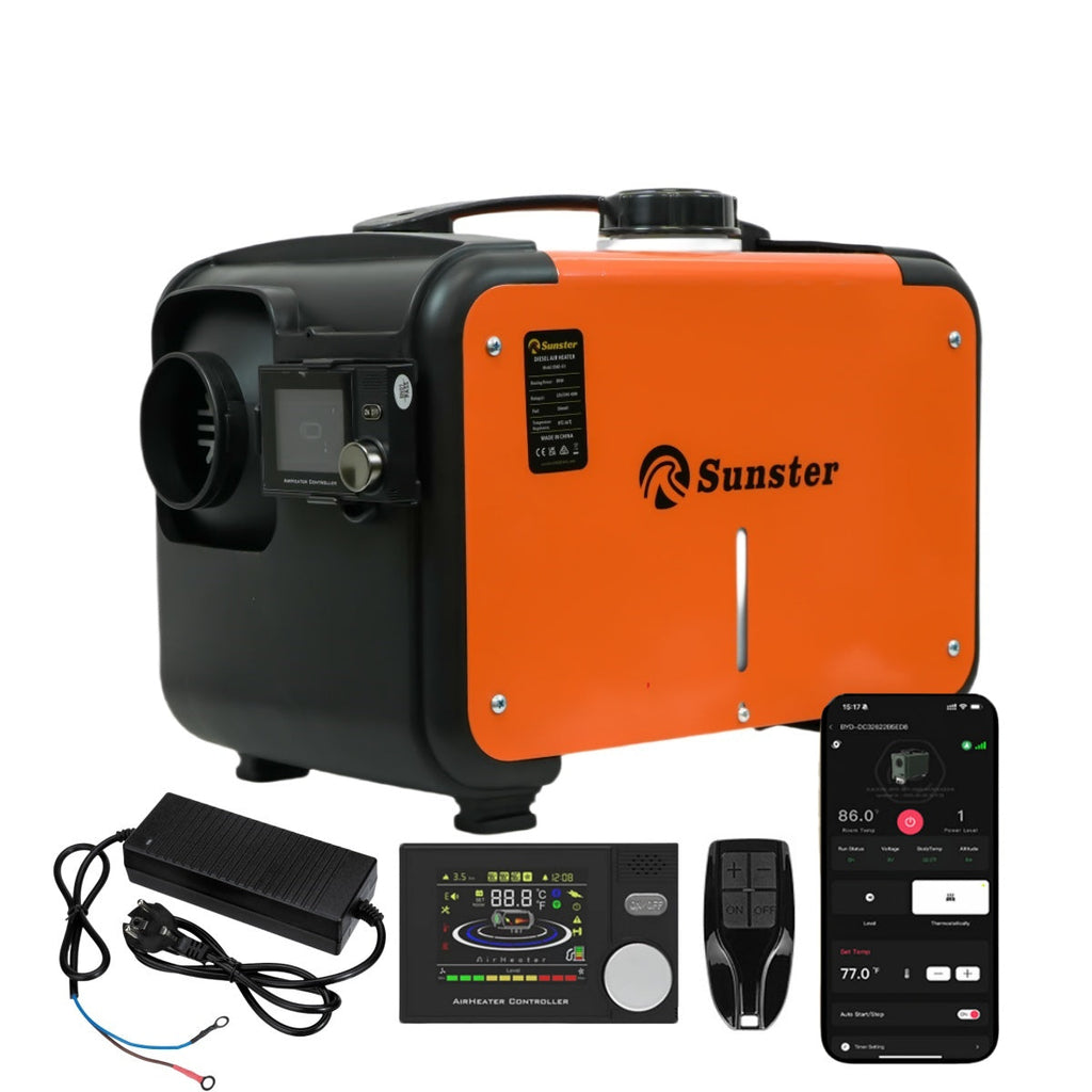 Sunster A2302BP 8 kW dieselfyr – alt-i-ét med Bluetooth