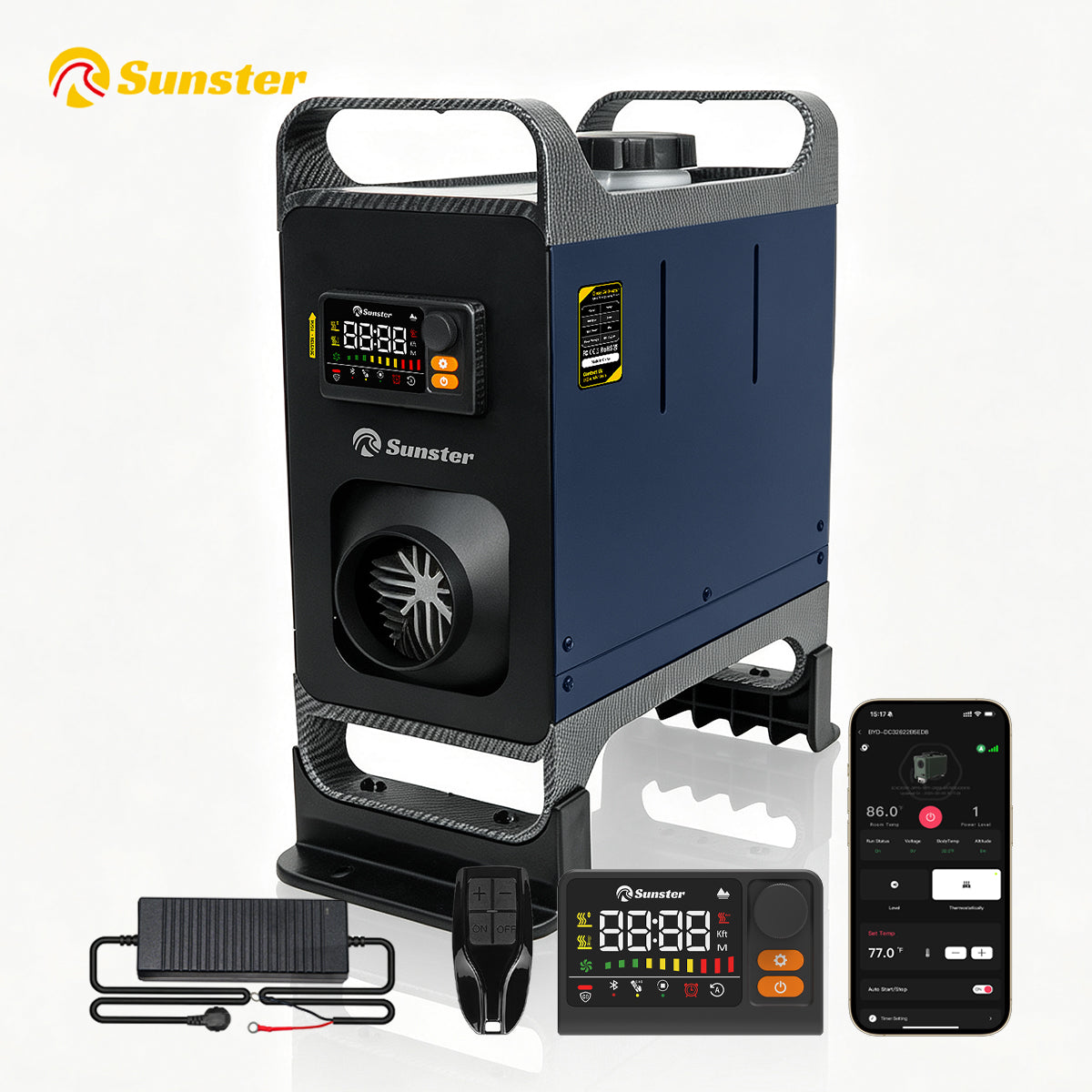 Sunster TR B2 8 kW dieselfyr – alt-i-ét med Bluetooth