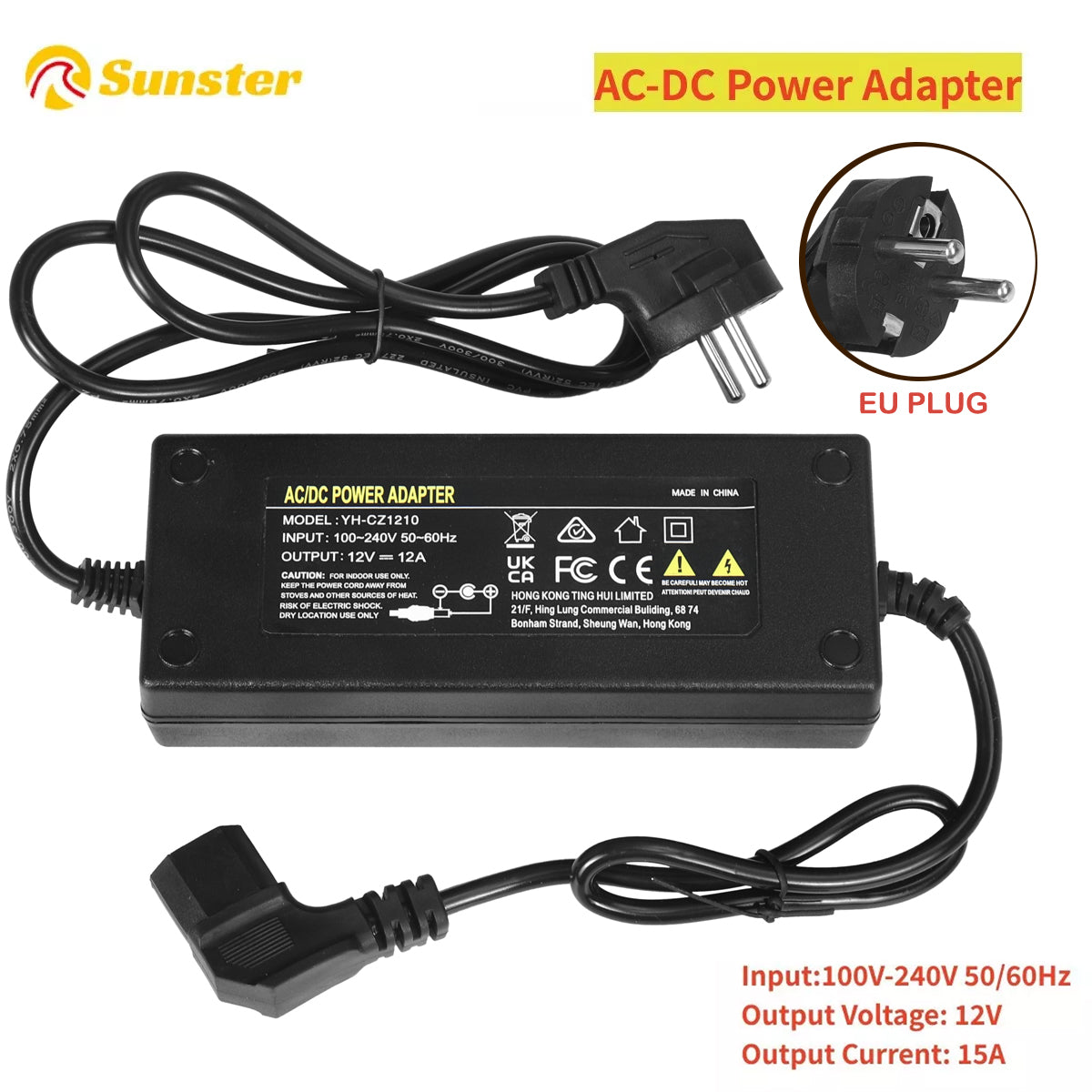 Sunster A041 230 V til 12 V strømforsyning