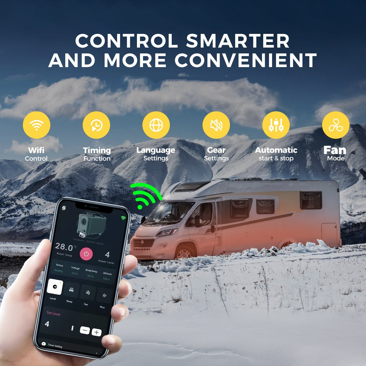 Sunster TB10PRO 8 kW dieselfyr – Toolbox med WiFi og Bluetooth