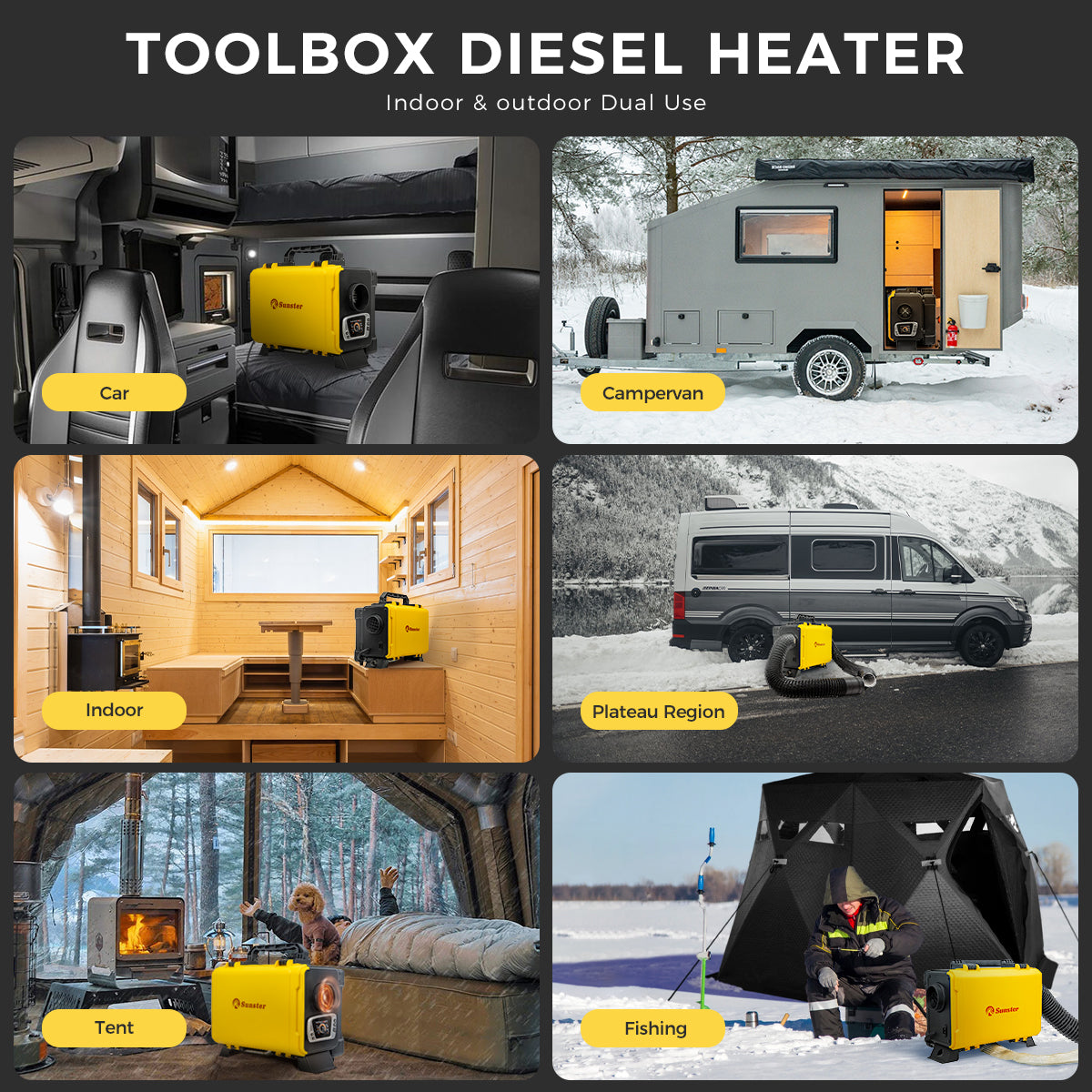Sunster HTB1 8 kW dieselfyr – Toolbox med Bluetooth
