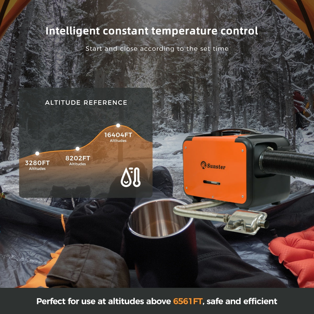 Sunster A2302BP 8 kW dieselfyr – alt-i-ét med Bluetooth