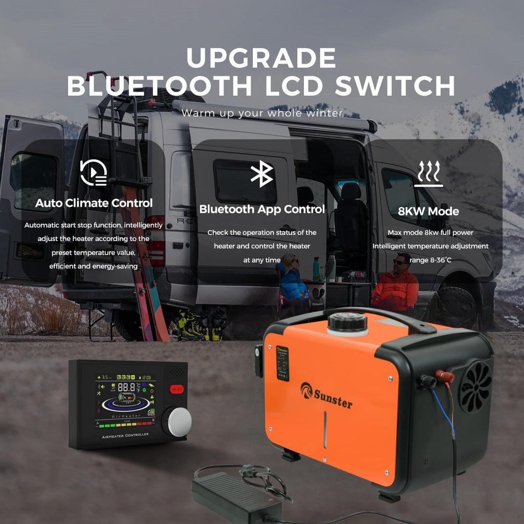 Sunster A2302BP 8 kW dieselfyr – alt-i-ét med Bluetooth