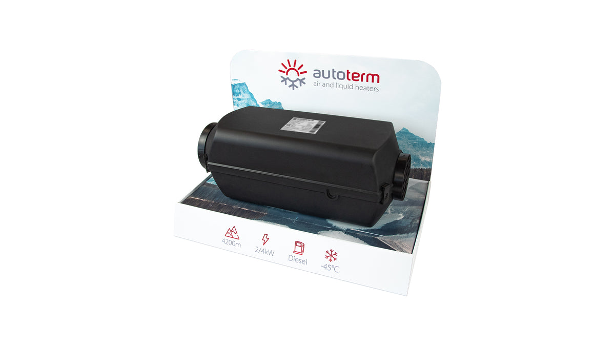 AUTOTERM Counter display in cardboard with Air 4D – 45.5 × 31 × 26.5 cm