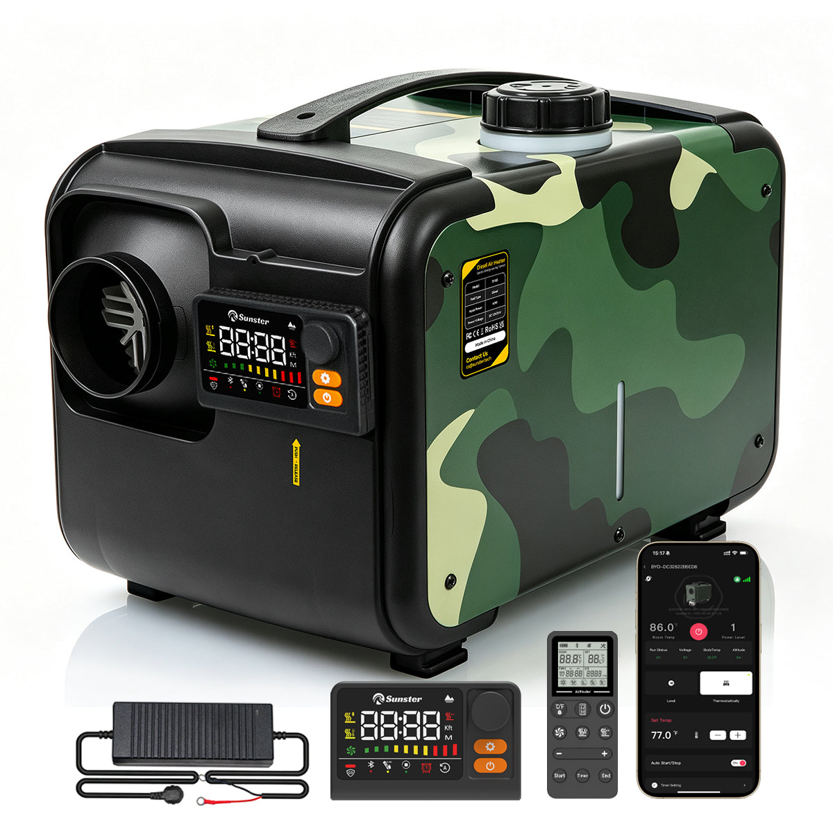 Sunster TP B3 8 kW diesel heater – all-in-one with Bluetooth and CO monitoring
