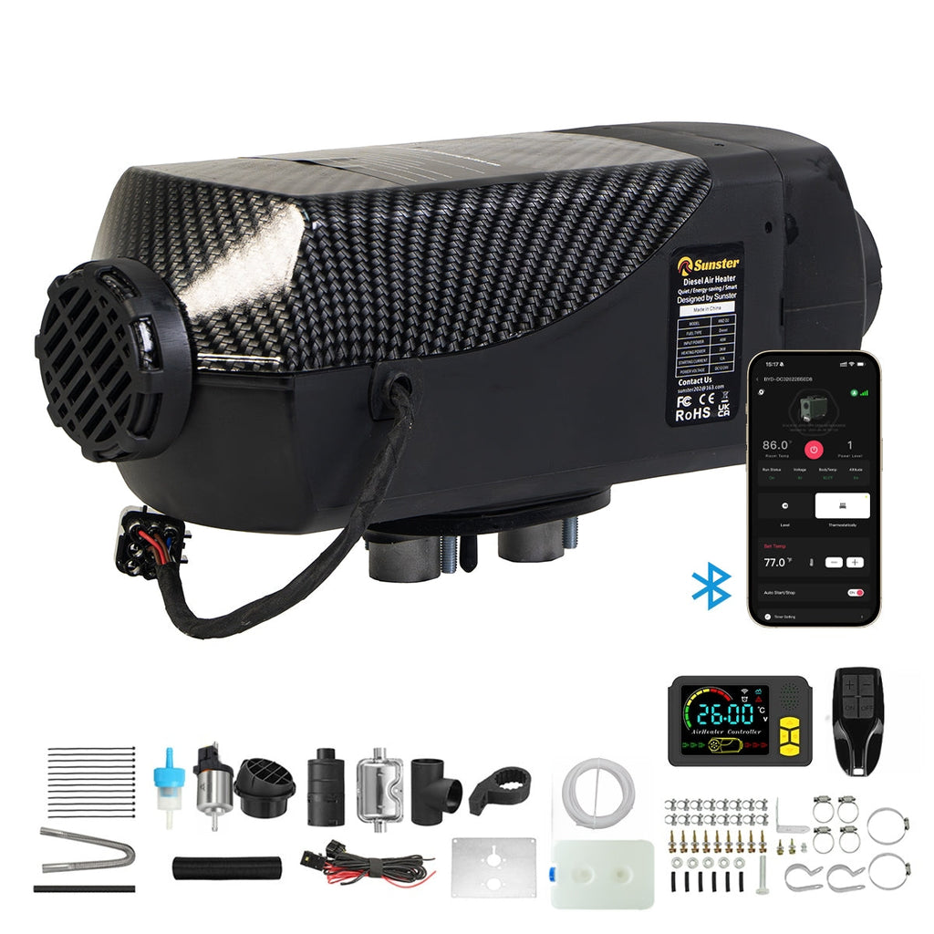 Sunster A2200BS 8 kW dieselfyr – splitmodel med Bluetooth