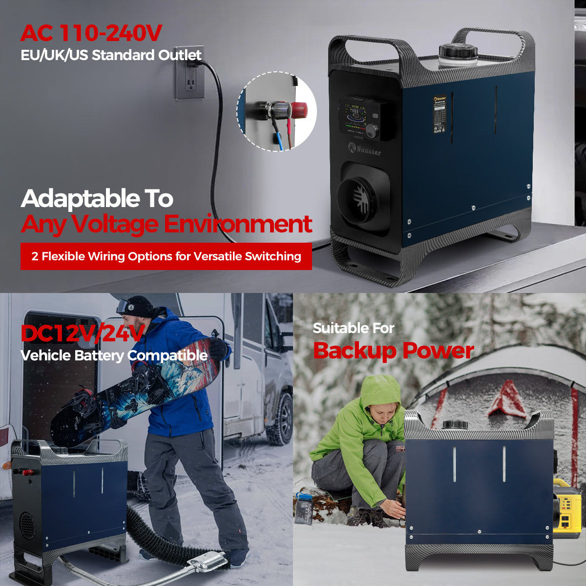 Sunster A2302BH 8 kW dieselfyr – alt-i-ét med Bluetooth
