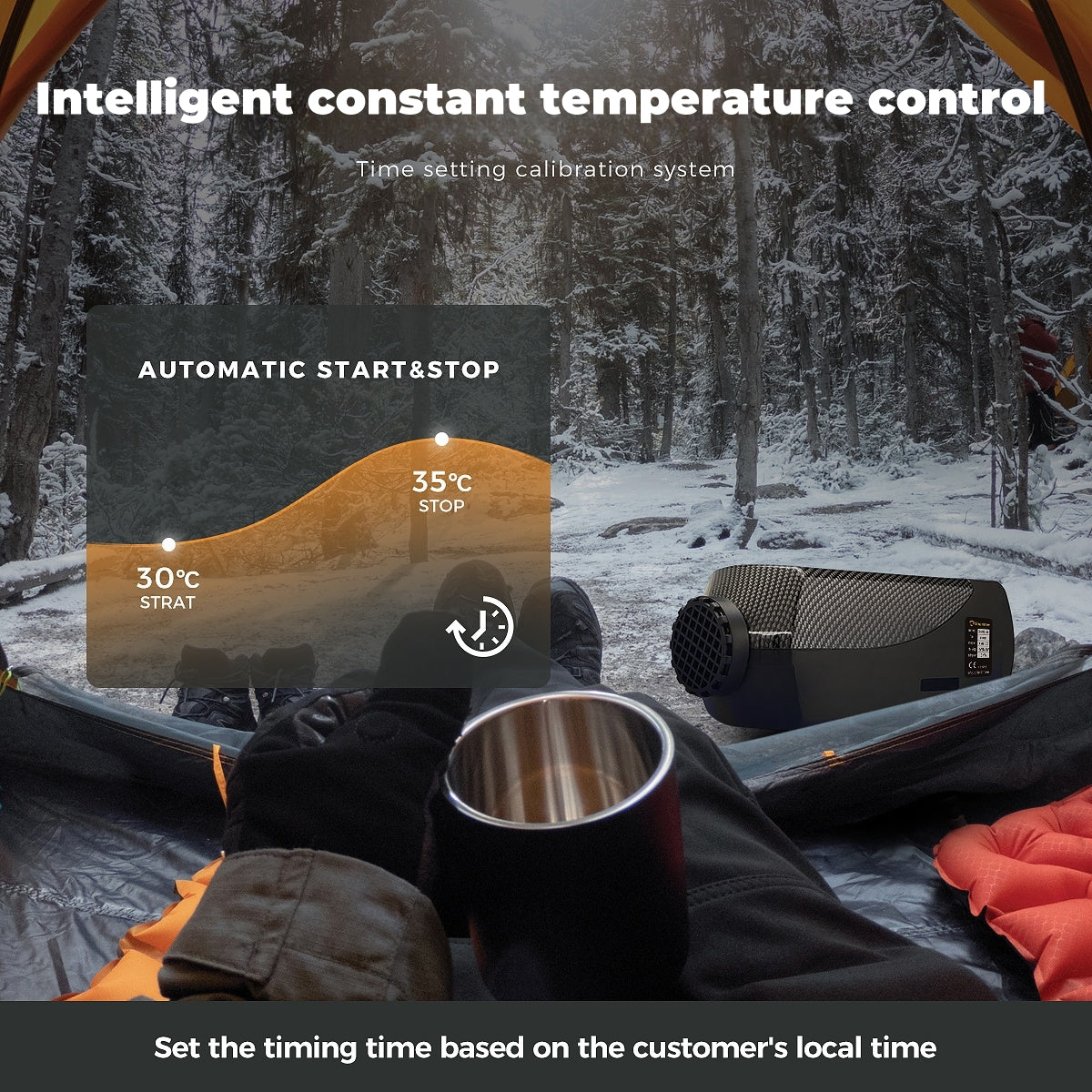 Sunster SH B2 2 kW dieselfyr – splitmodel med Bluetooth
