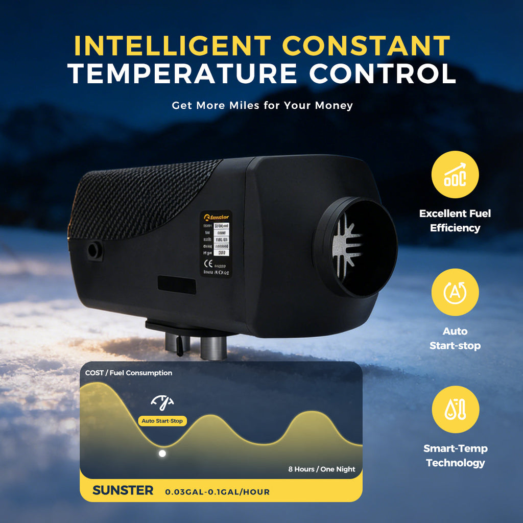 Sunster A2200BS 8 kW dieselfyr – splitmodel med Bluetooth
