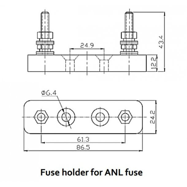 Fuse holder for ANL fuse