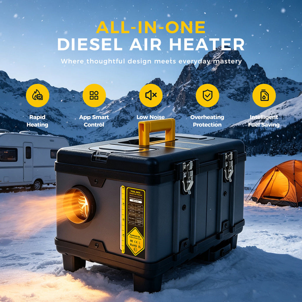 Sunster TB10WF 8 kW dieselfyr med WiFi og Bluetooth og CO-overvågning