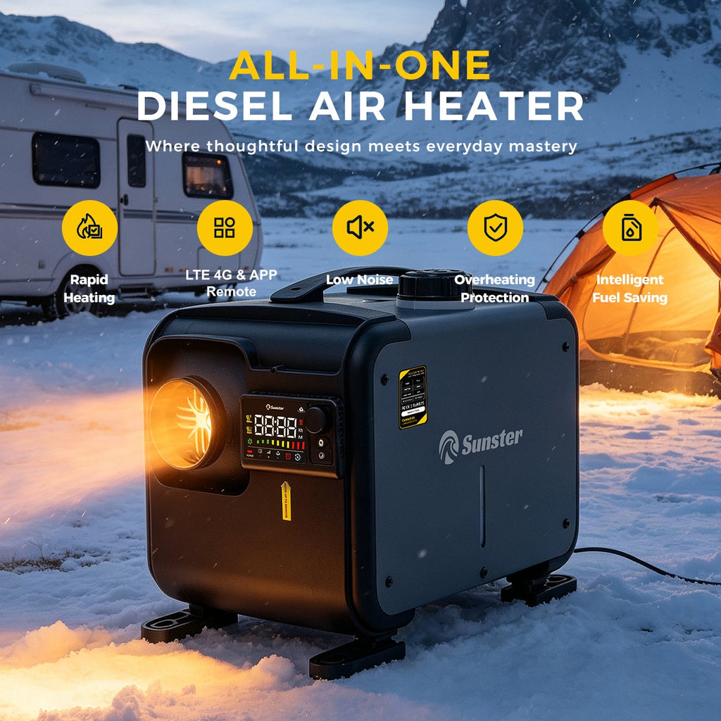 Sunster TP G1 8 kW dieselfyr – alt-i-ét med Bluetooth og GSM/LTE