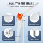 800 W 3 - bladet vindmøllegenerator 12 V med MPPT - controller (off - grid løsning) - SejlStrøm