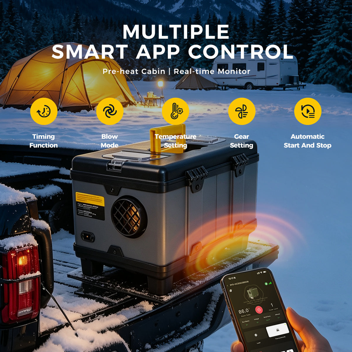 Sunster TB10WF 8 kW dieselfyr med WiFi og Bluetooth og CO-overvågning