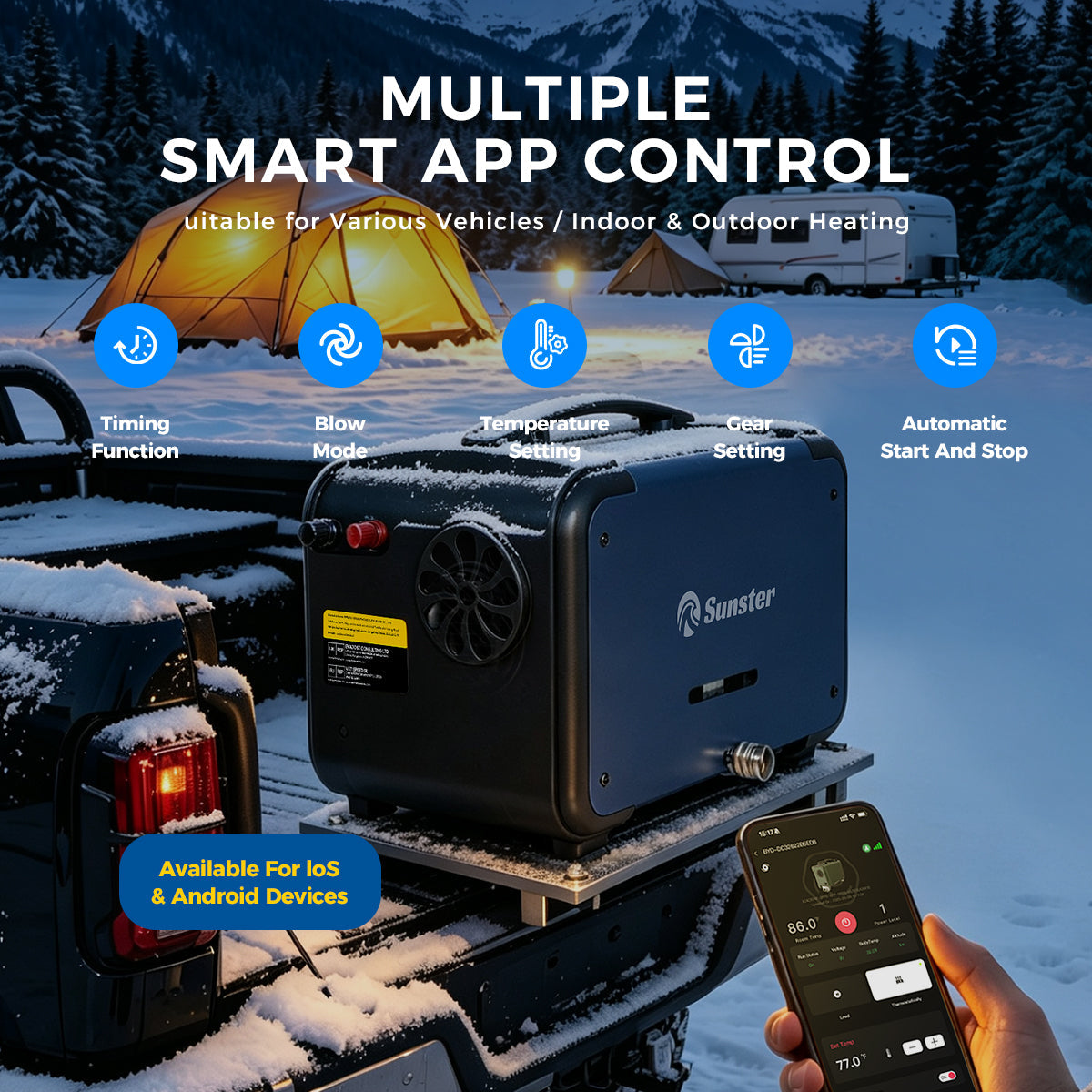 Sunster TP B2 8 kW dieselfyr – alt-i-ét med WiFi og Bluetooth